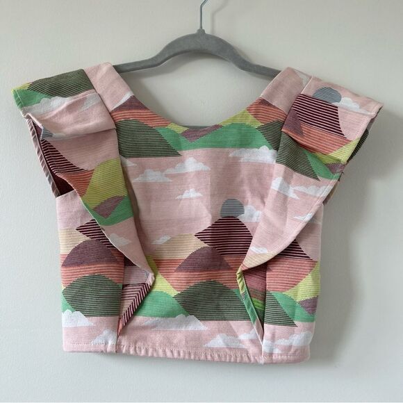 Koch Cecelia Crop Top Pink Mountain Flutter sleeve spring summer cute tank - Picture 3 of 8